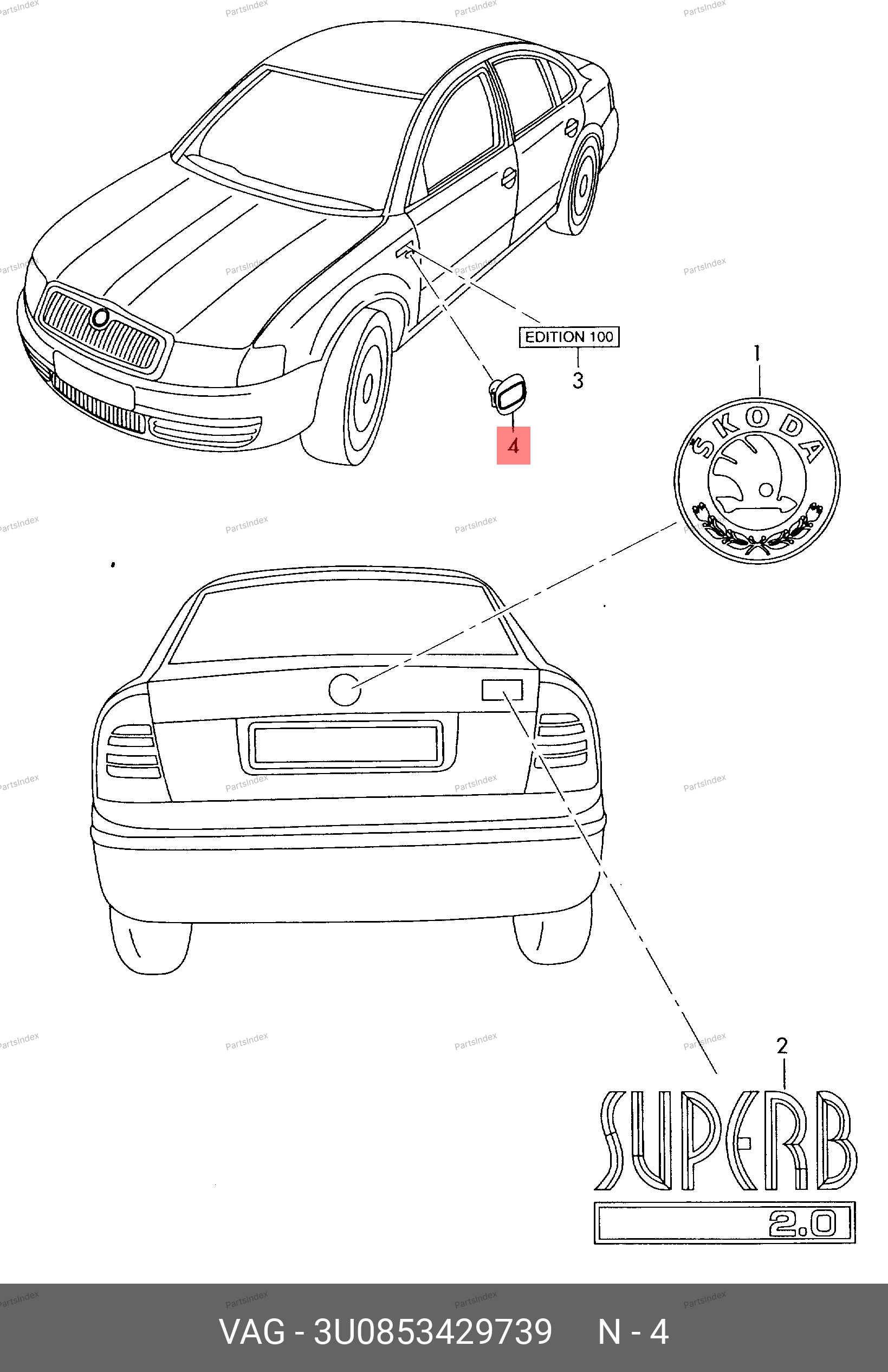 3U0853429739 VAG Накладка с надписью