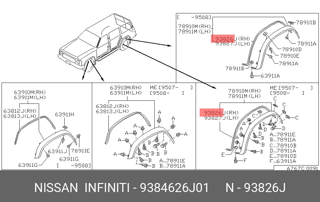 9384626J01 NISSAN УПЛОТНИТЕЛЬ СТЕКЛА