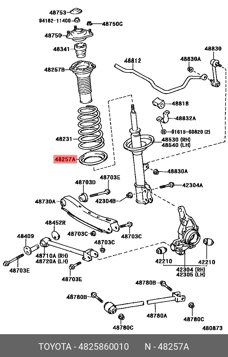 4825860010 TOYOTA ПРОСТАВКА ПРУЖИНЫ МЕТАЛЛИЧЕСКАЯ
