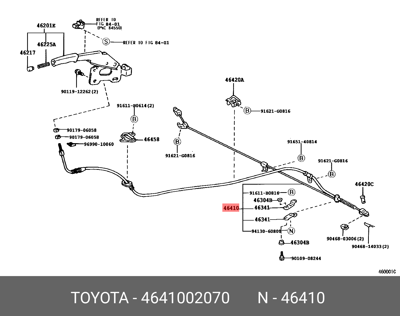 4641002070 TOYOTA Трос, стояночная тормозная система