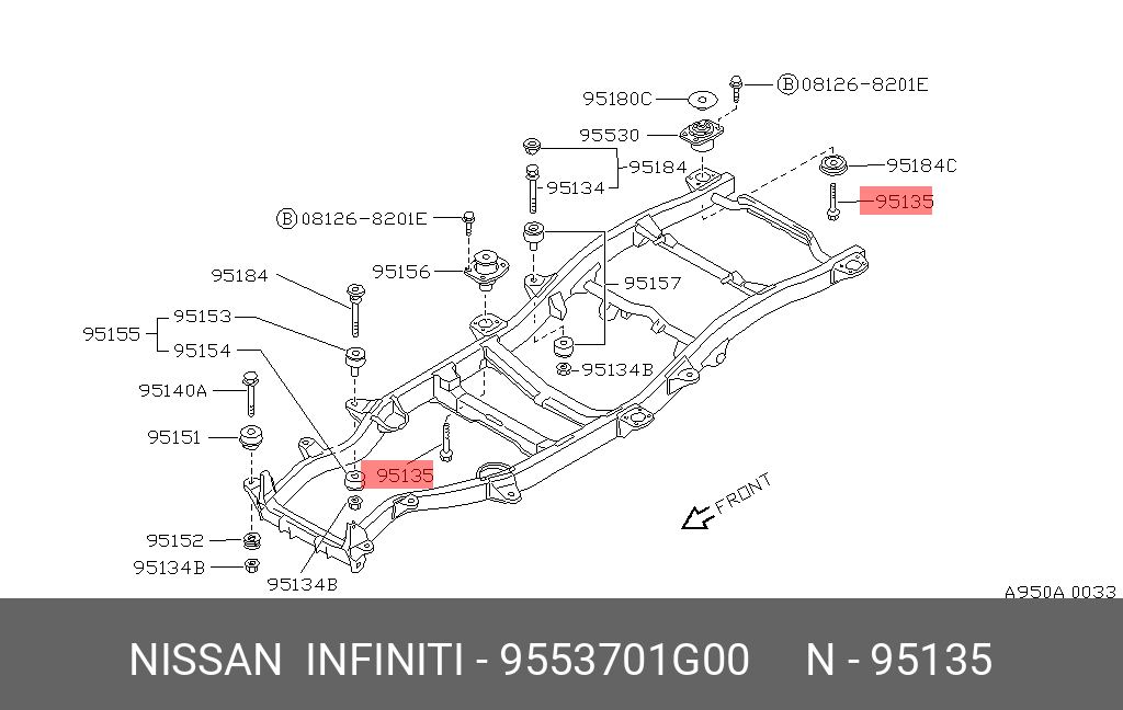 9553701G00 NISSAN Болт крепления