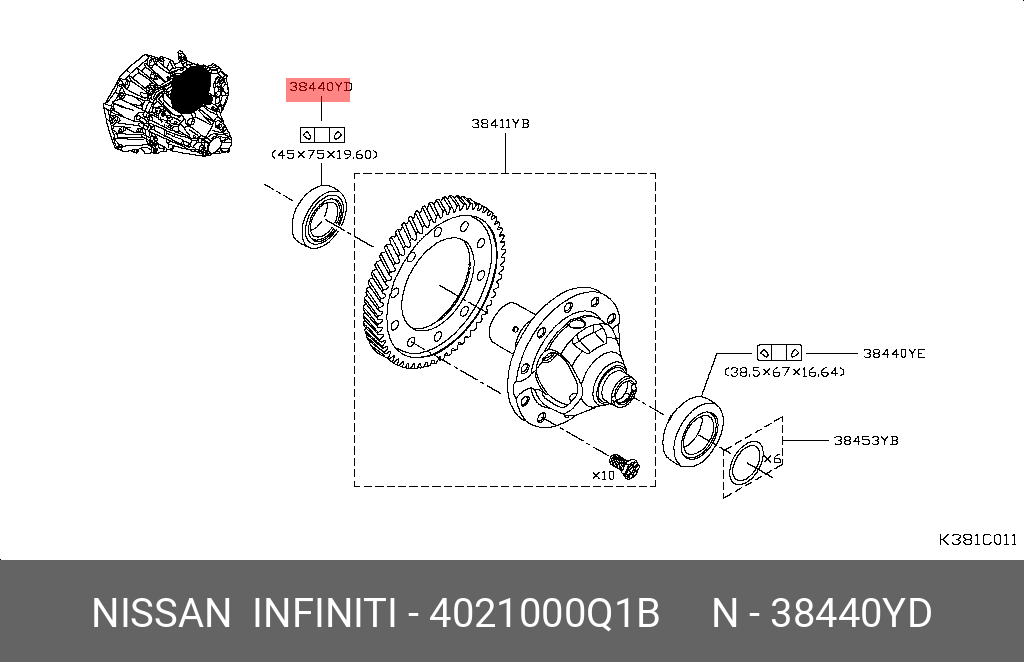 4021000Q1B NISSAN ПОДШИПНИК СТУПИЦЫ С