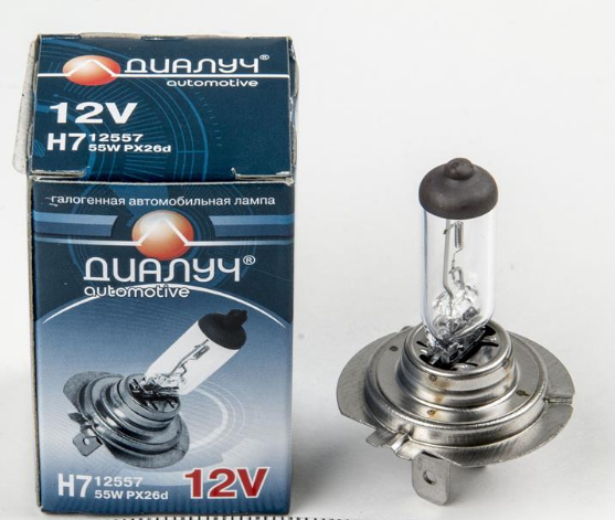 Лампа автомобильная 12V H7 55W PX26d ДИАЛУЧ 12557