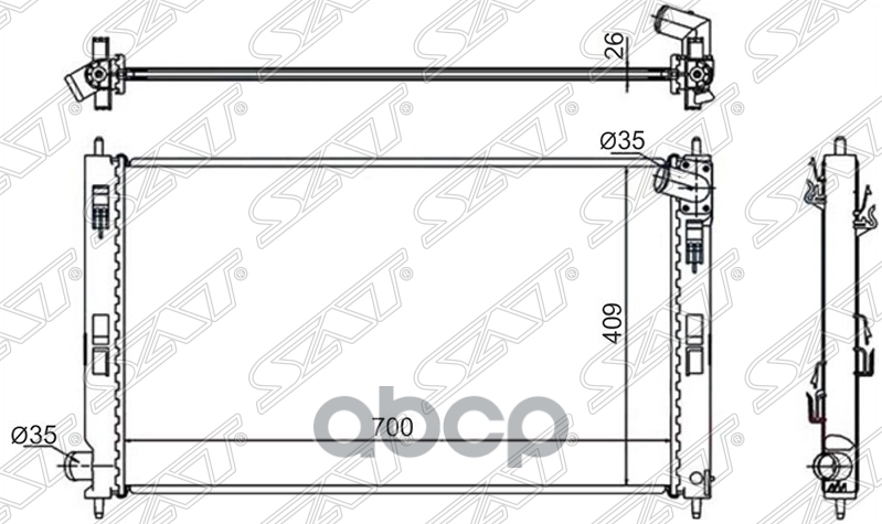 MC0088072R SAT Радиатор MITSUBISHI LANCER X/OUTLANDER XL/CITROEN C-CROSSER 2.4/3.0 06- MT