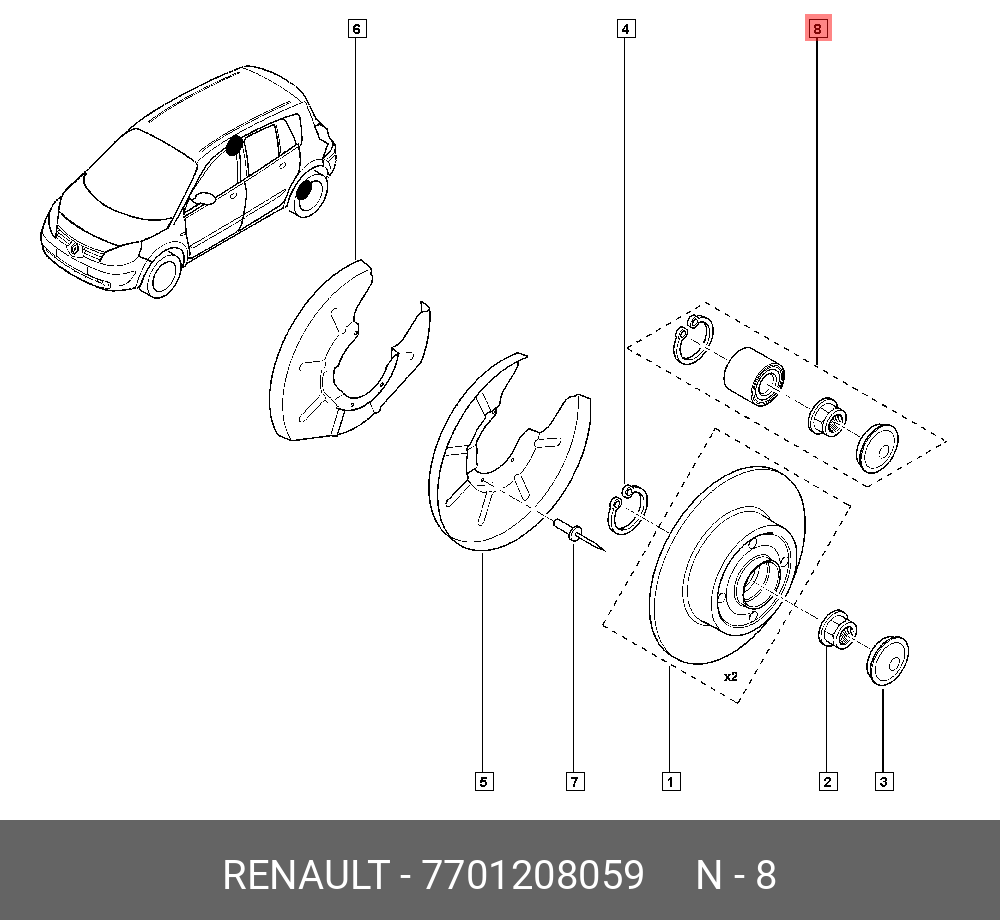 7701208059 RENAULT Комплект подшипника ступицы колеса
