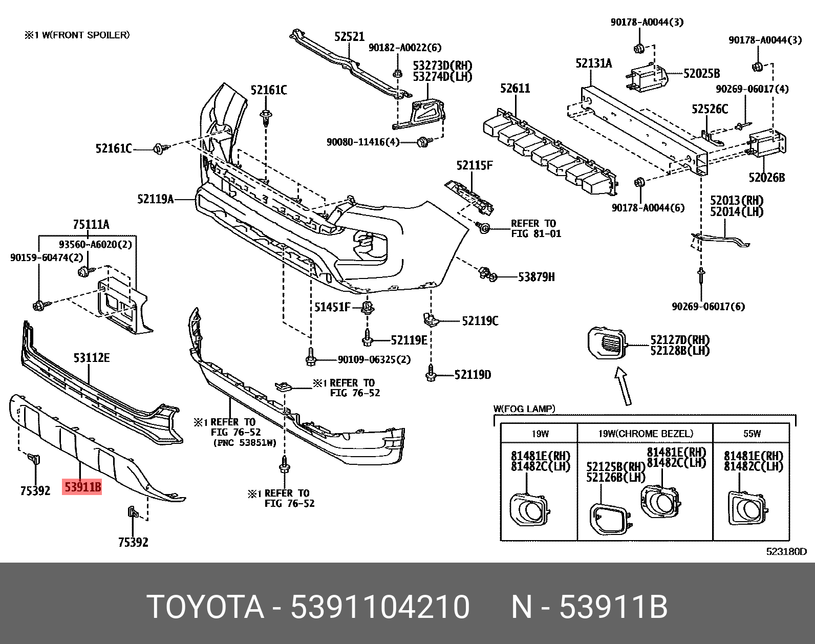 5391104210 TOYOTA PANEL, FRONT VALANCE