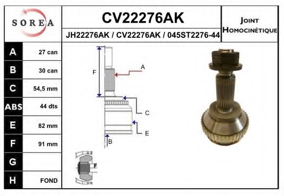 CV22276AK EAI GROUP Шарнирный комплект, приводной вал