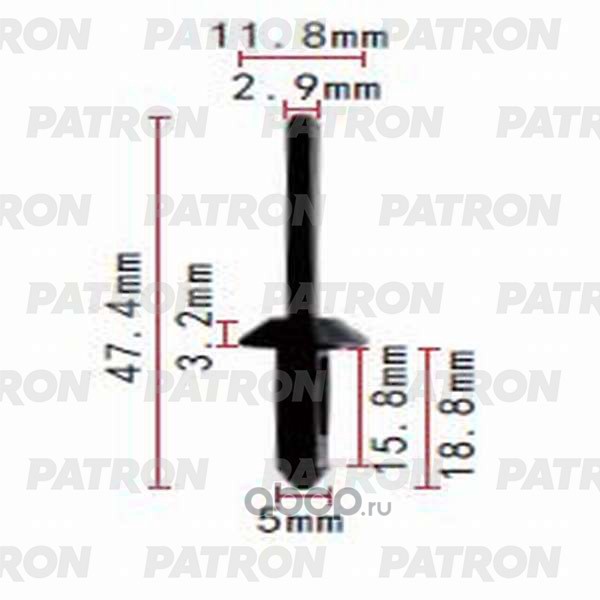 P370127 PATRON Клипса пластмассовая
