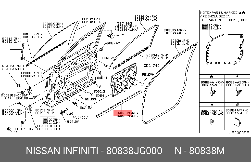 80838JG000 NISSAN КУЗОВНОЙ УПЛОТНИТЕЛЬ