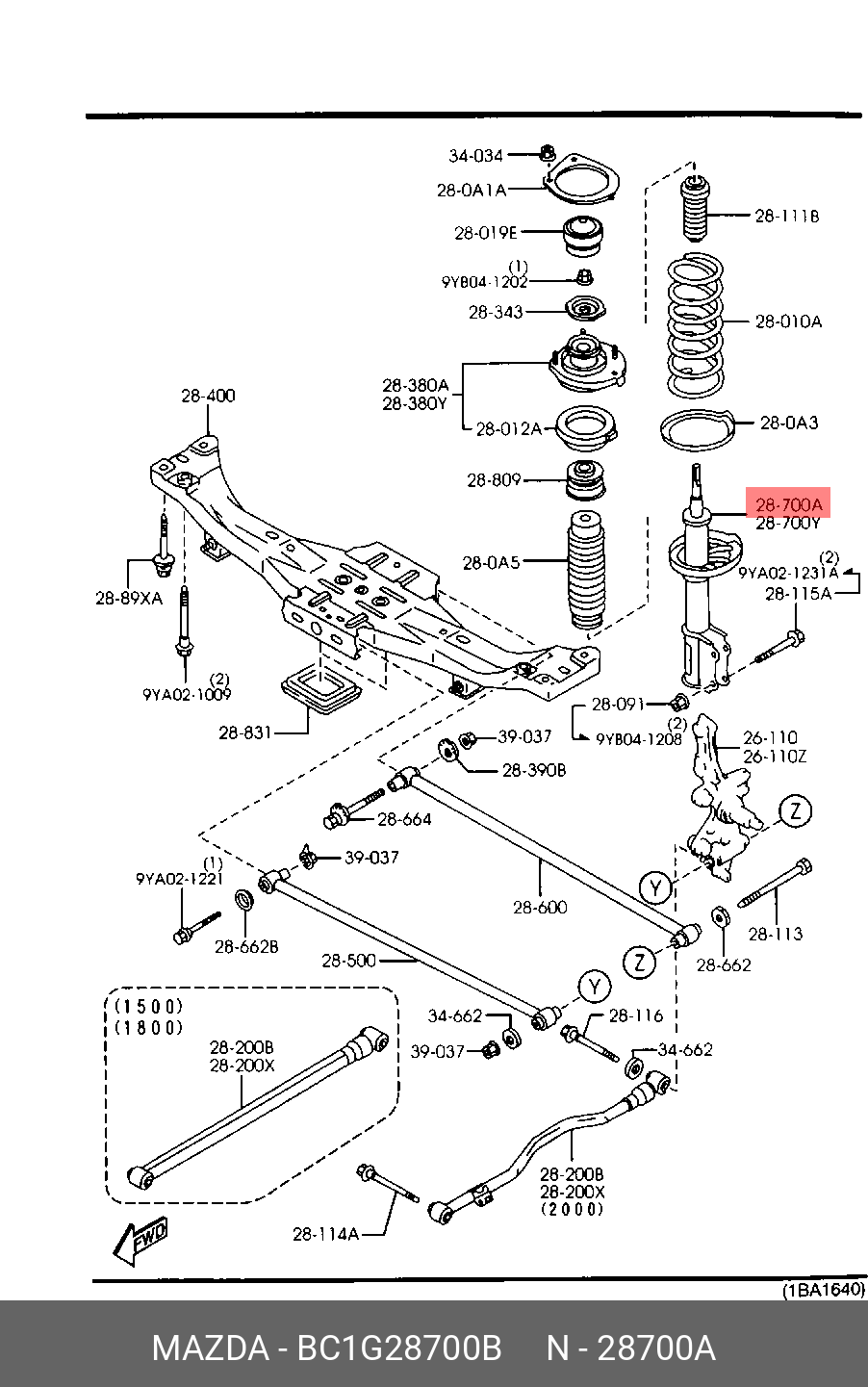 BC1G28700B MAZDA АМОРТИЗАТОР ПОДВЕСКИ