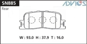 SN885 ADVICS Дисковые тормозные колодки