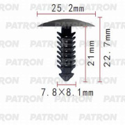 P370933 PATRON Клипса пластмассовая Chrysler, Ford 8mm применяемость дверь, внутренняя отделка, брызговики