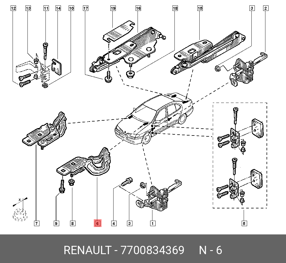 7700834369 RENAULT Петля капота