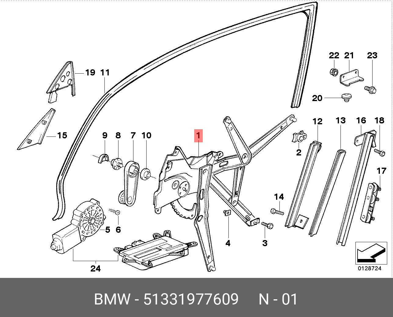51331977609 BMW Электр.стеклоподъемник Л Пд