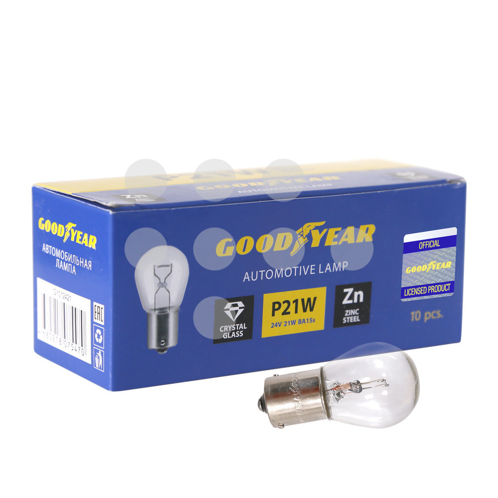 Лампа накаливания автомобильная Goodyear P21W 24V 21W BA15s (коробка: 10шт.) GOODYEAR GY012421
