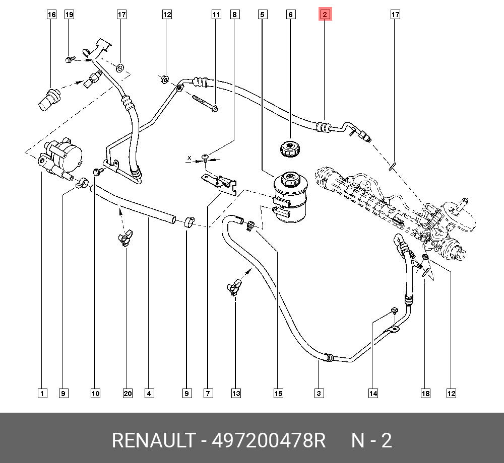 497200478R RENAULT ТРУБКА ГУР D=8ММ (СТАЛЬ,РЕЗ,ФИТ)