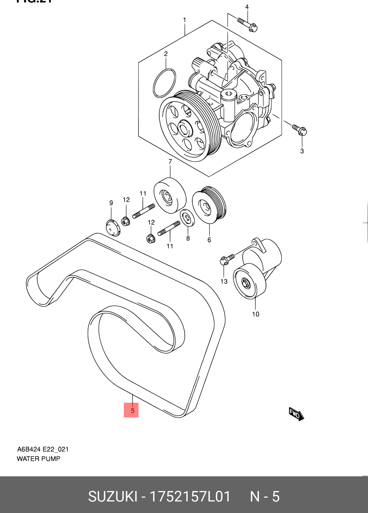 1752157L01 SUZUKI Поликлиновой ремень