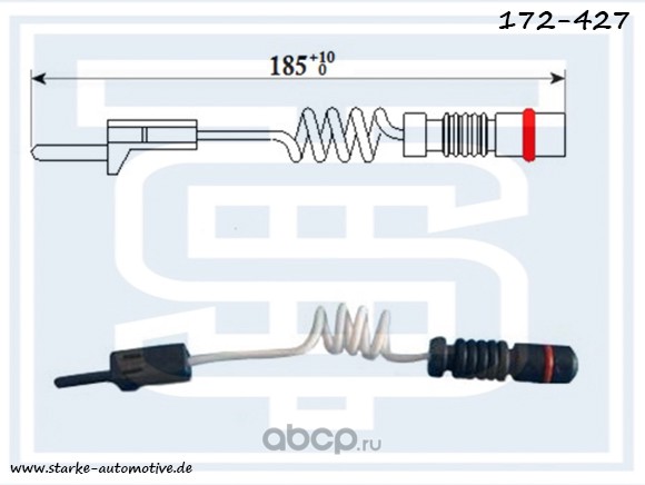 172427 STARKE Датчик тормозной задний MER VARIO   09.96-   L=185mm