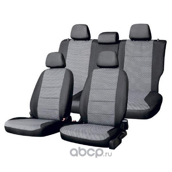 V0172 SKYWAY Чехлы сиденья LADA VESTA 2014-н.в седан зад. спинка 40/60 Жаккард 13 предм. SKYWAY Черный/Серый
