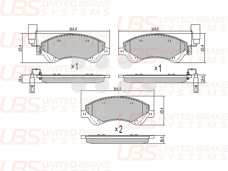 B1101017 UBS Тормозные колодки FORD TRANSIT 2.2/2.3./2.4 (06-) передние, в комплекте со смазкой (5г)