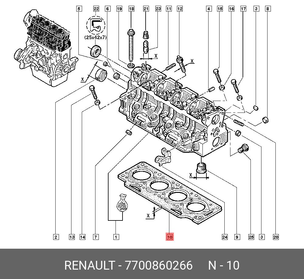 7700860266 RENAULT Прокладка, головка цилиндра