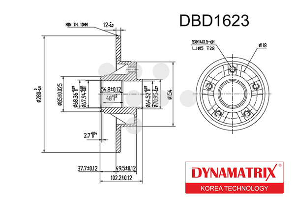 DBD1623 DYNAMAX диск тормозной с подшипником