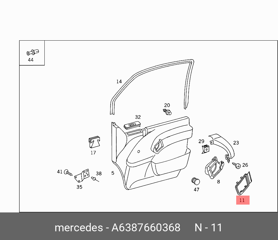 A6387660368 MERCEDES-BENZ НАКЛАДКА (ВНУТР. ПРИВОД СПРАВА)