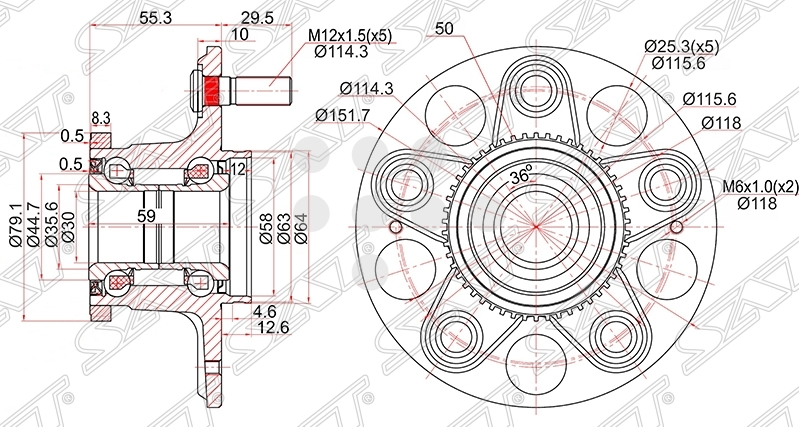 ST42200S87C51 SAT Ступица SABER/INSPIRE UA4/5 99-03