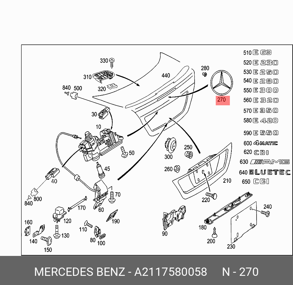 A2117580058 MERCEDES-BENZ ЭМБЛЕМА МБ КРЫШКИ БАГАЖНИКА