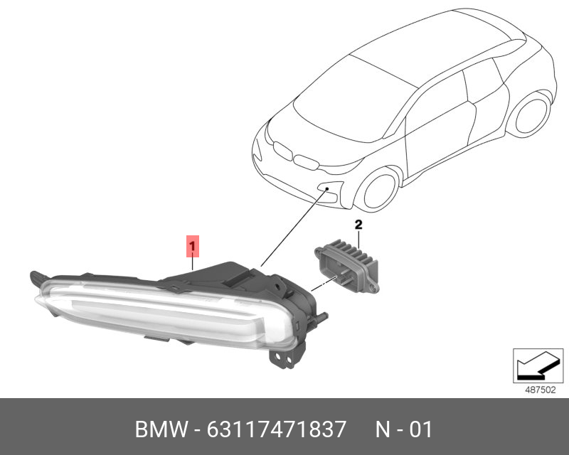 63117471837 BMW Указатель поворота левый