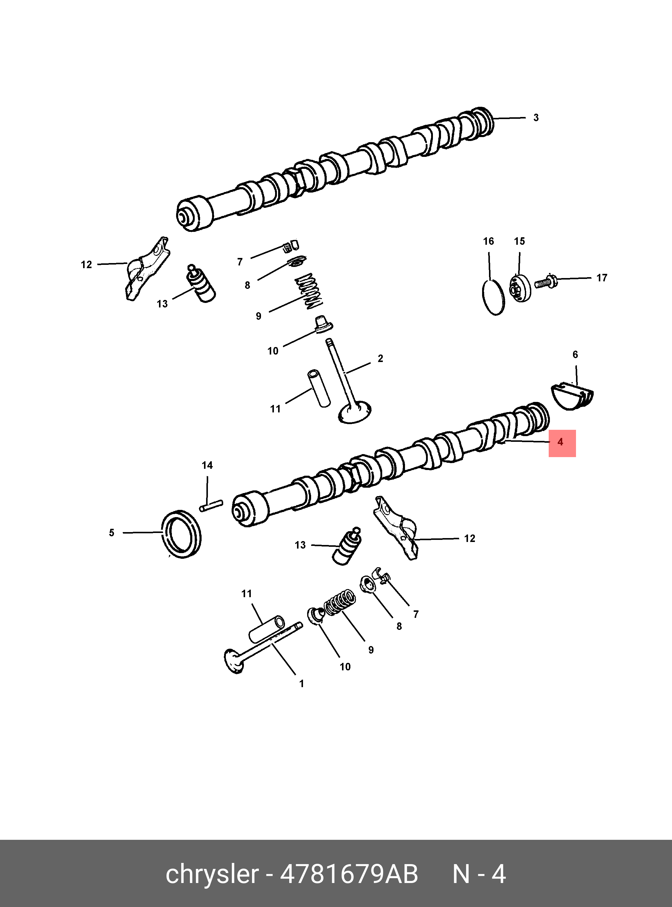 04781679AB CHRYSLER CAMSHAFT, EXHAUST