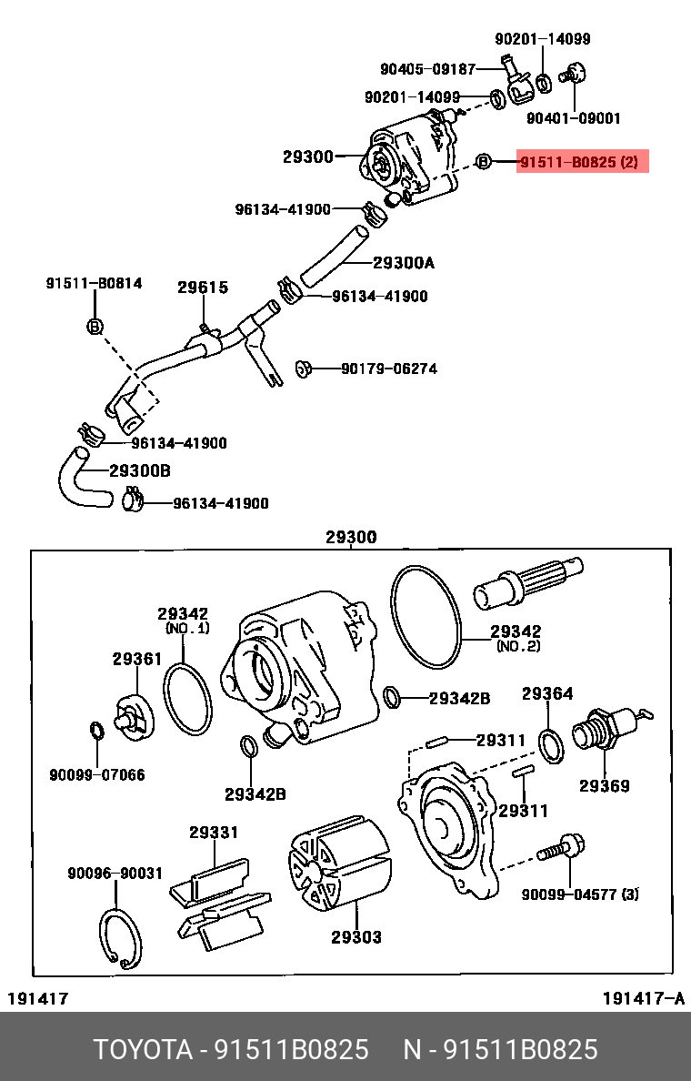 91511B0825 TOYOTA БОЛТ С ШЕСТИГРАННОЙ ГОЛОВКОЙ
