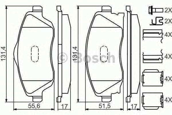 0986494625 BOSCH Комплект тормозных колодок, дисковый тормоз
