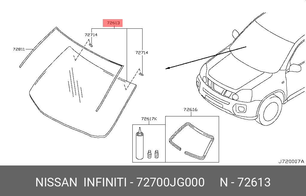 72700JG000 NISSAN Стекло ветровое