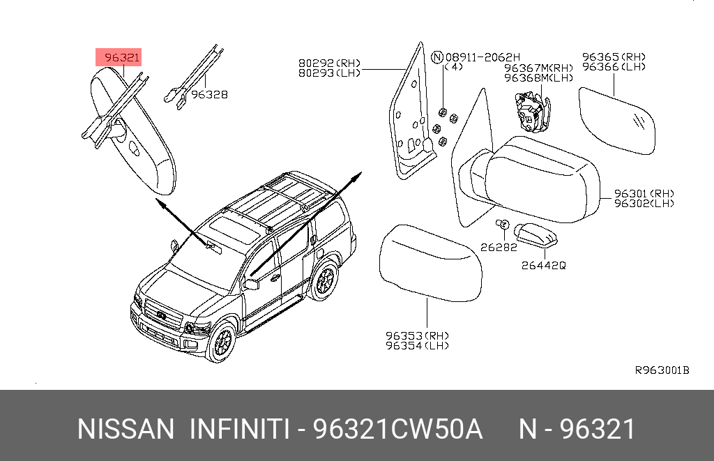 96321CW50A NISSAN ЗЕРКАЛО