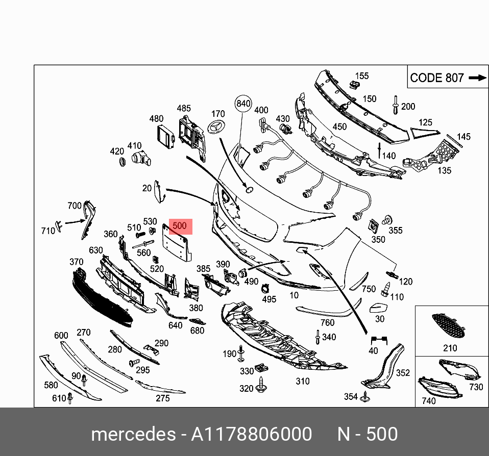 1178806000 MERCEDES-BENZ ПЛАТА НОМЕРНОГО ЗНАКА