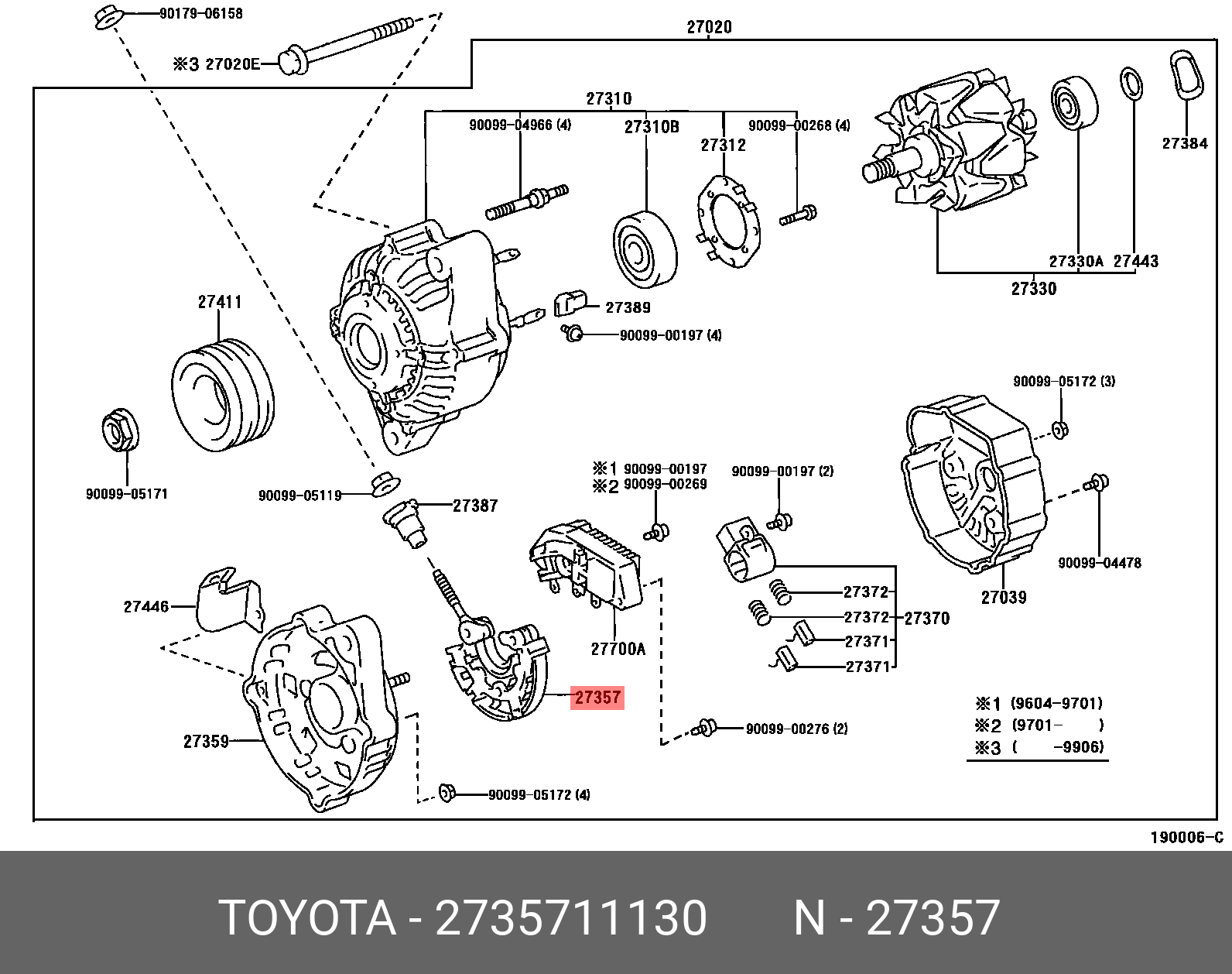 2735711130 TOYOTA Мост диодный генератора