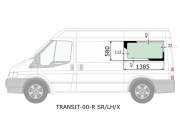 TRANSIT00RSRLHX XYG Стекло кузова среднее  левое цельное FORD TRANSIT VAN 2000