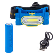 FIS20 DOLLEX Фонарь светодиодный налобный на аккум. Li-ion 3.7V 2000mA, COB (5W), датчик движения, стробоскоп