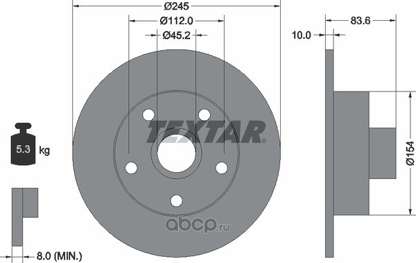 92072100 TEXTAR Тормозной диск