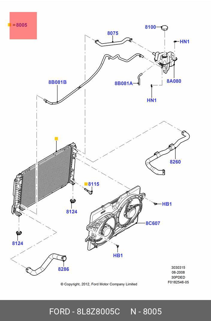 8L8Z8005C FORD Радиатор охлаждения ДВС