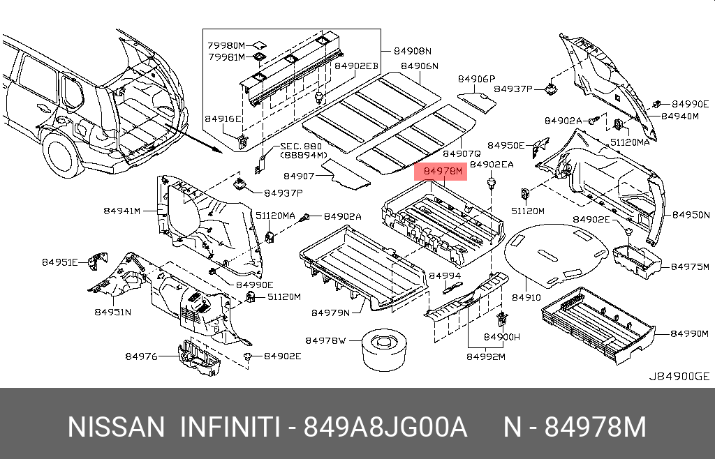 849A8JG00A NISSAN ПОДДОН БАГАЖНИКА
