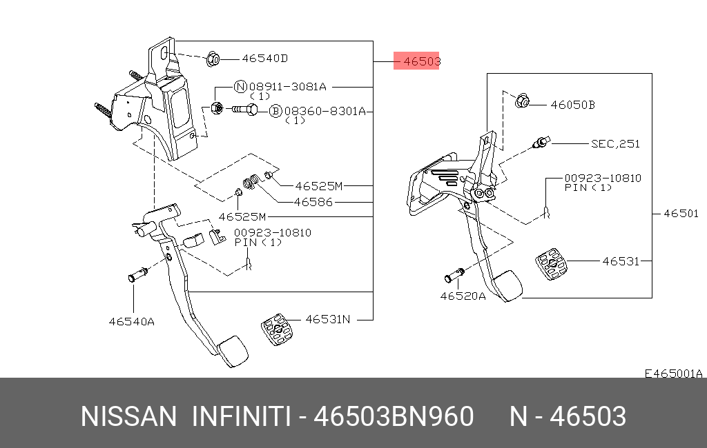46503BN960 NISSAN Педаль сцепления
