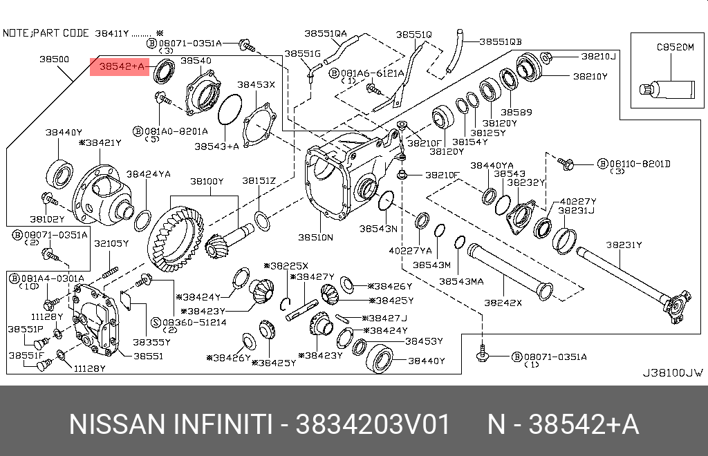 3834203V01 NISSAN Сальник