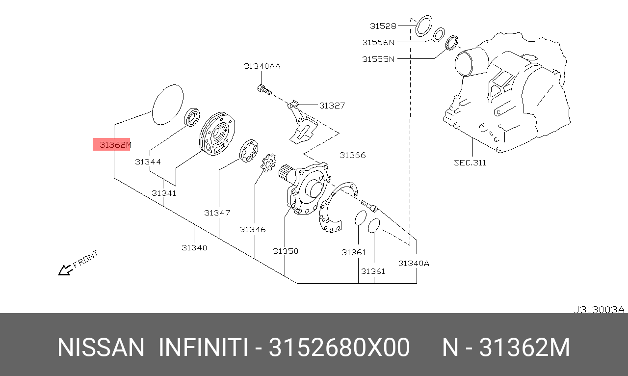 3152680X00 NISSAN КОЛЬЦО РЕЗИНОВОЕ