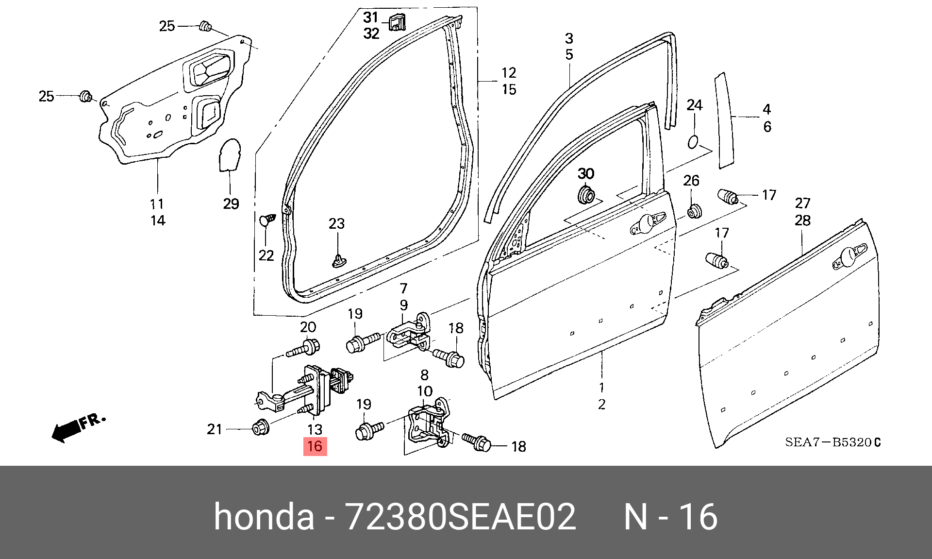72380SEAE02 HONDA ОГРАНИЧИТЕЛЬ ДВЕРИ