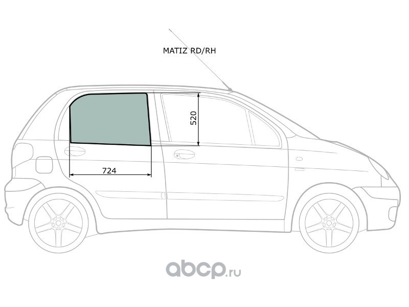 MATIZRDRH XYG Стекло заднее правое опускное DAEWOO MATIZ  5D HATCHBACK 1998