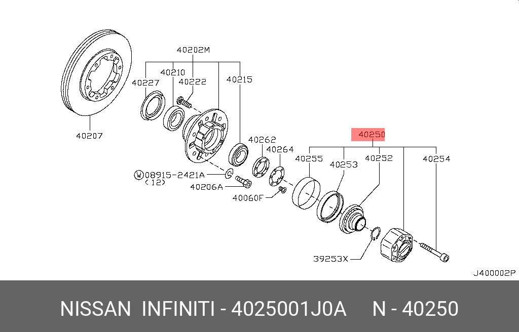4025001J0A NISSAN СТУПИЦА КОЛЕСА