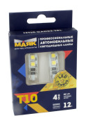 12T10CAN022BL МАЯК Лампа светодиодная 12V T10 4SMD(5050) 360° SUPER WHITE (2бл)