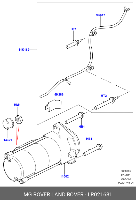 LR021681 LAND ROVER Стартер